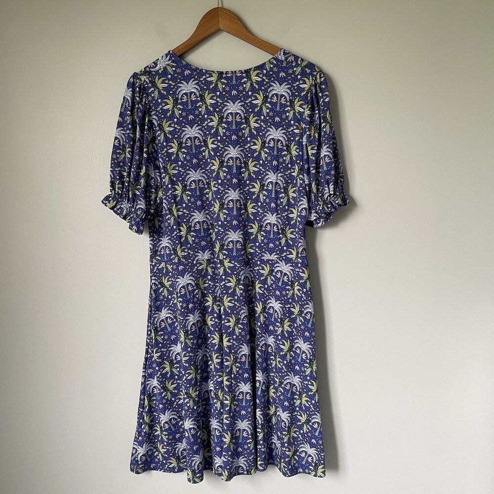 Boden Midi Sundress Tropical Palm Tree Print Purple Green Women's Size 12 Reg - Picture 2 of 12